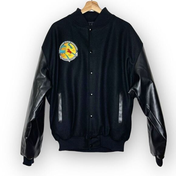 USS Theodore Roosevelt Operation Iraqi Freedom Black Wool Bomber Jacket Men’s XL - Picture 1 of 10